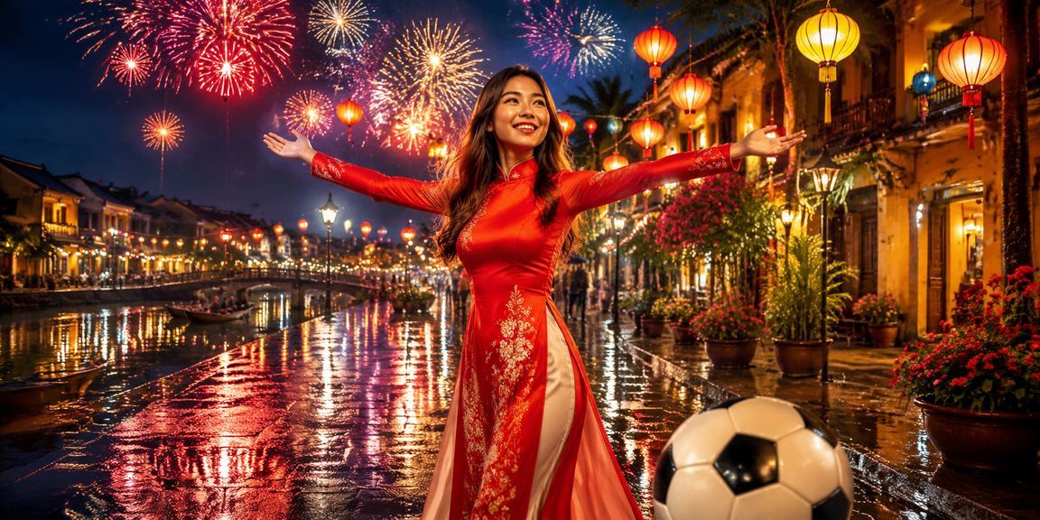 Người dùng tại Hội An trong trang phục áo dài theo dõi kết quả jackpot và thực hiện giao dịch VND