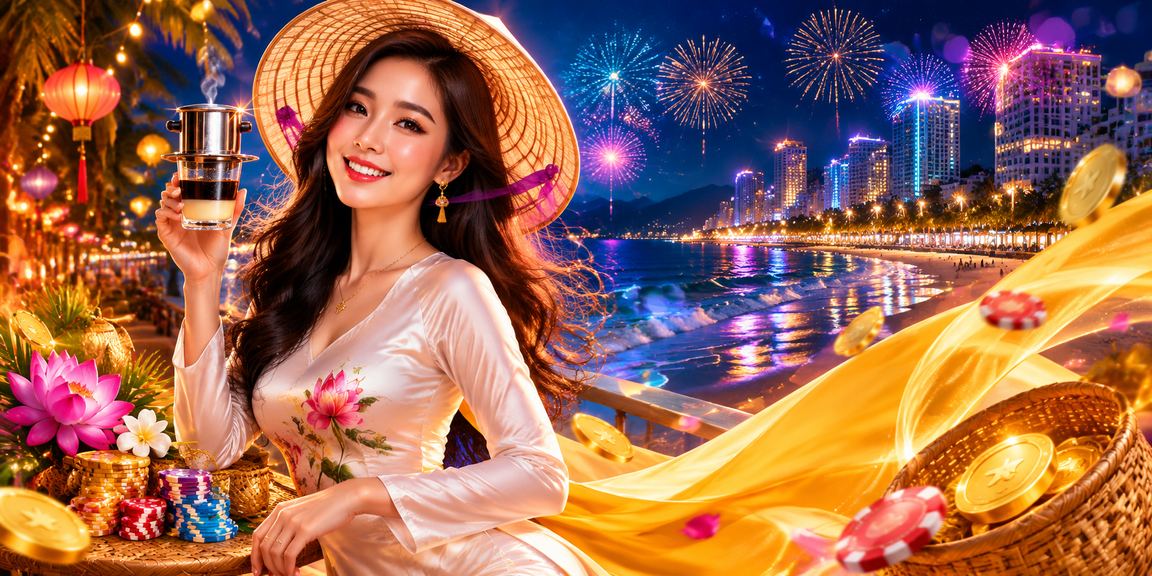 Người dùng tại Nha Trang sử dụng ứng dụng casino trên điện thoại với nón lá truyền thống